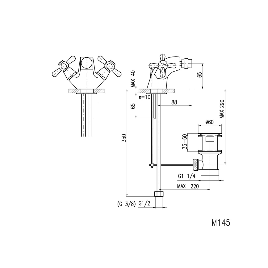 RAV Slezák MK145.0 - Bidetarmatur + Ablauf MORAVA 6,5 cm, glänzender Chrom