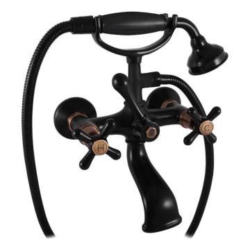 RAV Slezák MK159.5/2CMATSM - Set per vasca con miscelatore MORAVA RETRO nero/ottone