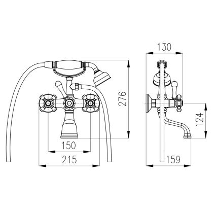 RAV Slezák MK159.5/2SM - Ensemble pour baignoire avec mitigeur MORAVA RETRO, laiton vieilli