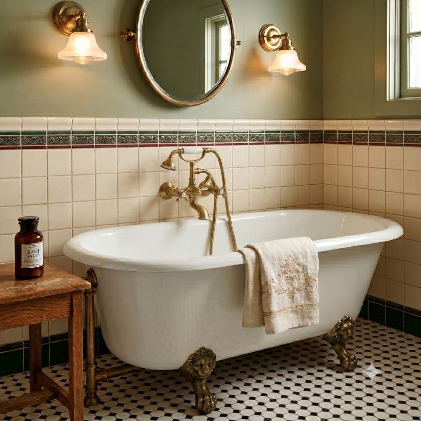 RAV Slezák MK159.5/2SM - Ensemble pour baignoire avec mitigeur MORAVA RETRO, laiton vieilli