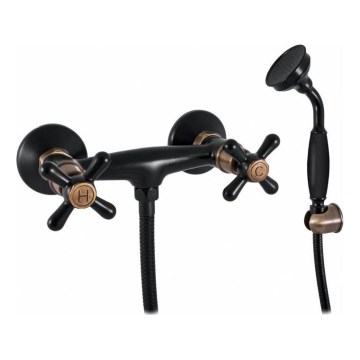 RAV Slezák MK180.5/1CMATSM - Duschset mit Mischbatterie MORAVA RETRO schwarz/messing