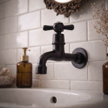RAV Slezák MK193CMAT - Miscelatore per lavabo MORAVA RETRO 11,8 cm nero opaco
