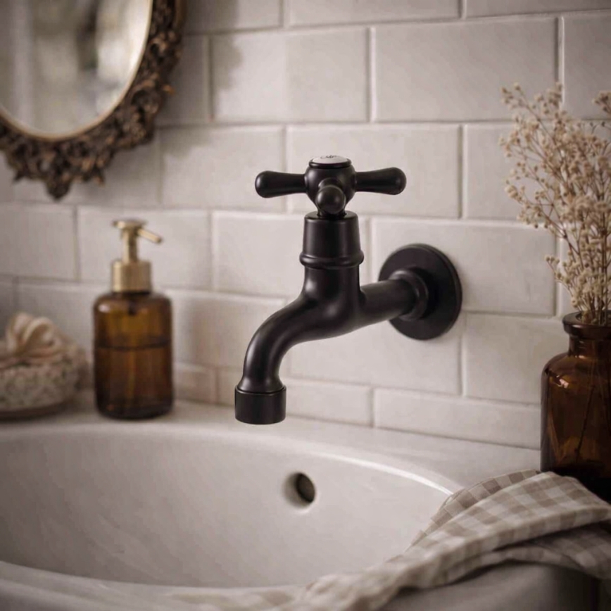 RAV Slezák MK193CMAT - Miscelatore per lavabo MORAVA RETRO 11,8 cm nero opaco