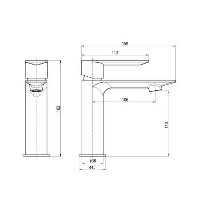 RAV Slezák NL126.0CMAT - Mitigeur de lavabo NIL 16,2 cm noir mat