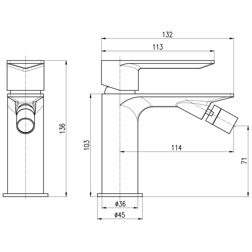 RAV Slezák NL144.0MGL - Mitigeur pour bidet NIL 13,6 cm gris brillant