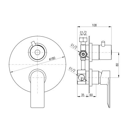 RAV Slezák NL187.3 - Miscelatore doccia per installazione ad incasso NIL, finitura cromo lucido