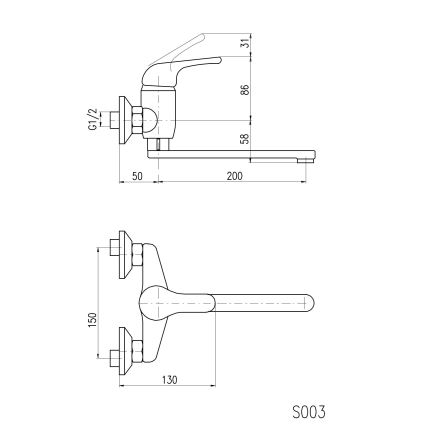 RAV Slezák SA001.5/23 - Spül/Waschbeckenarmatur SAZAVA glänzender Chrom