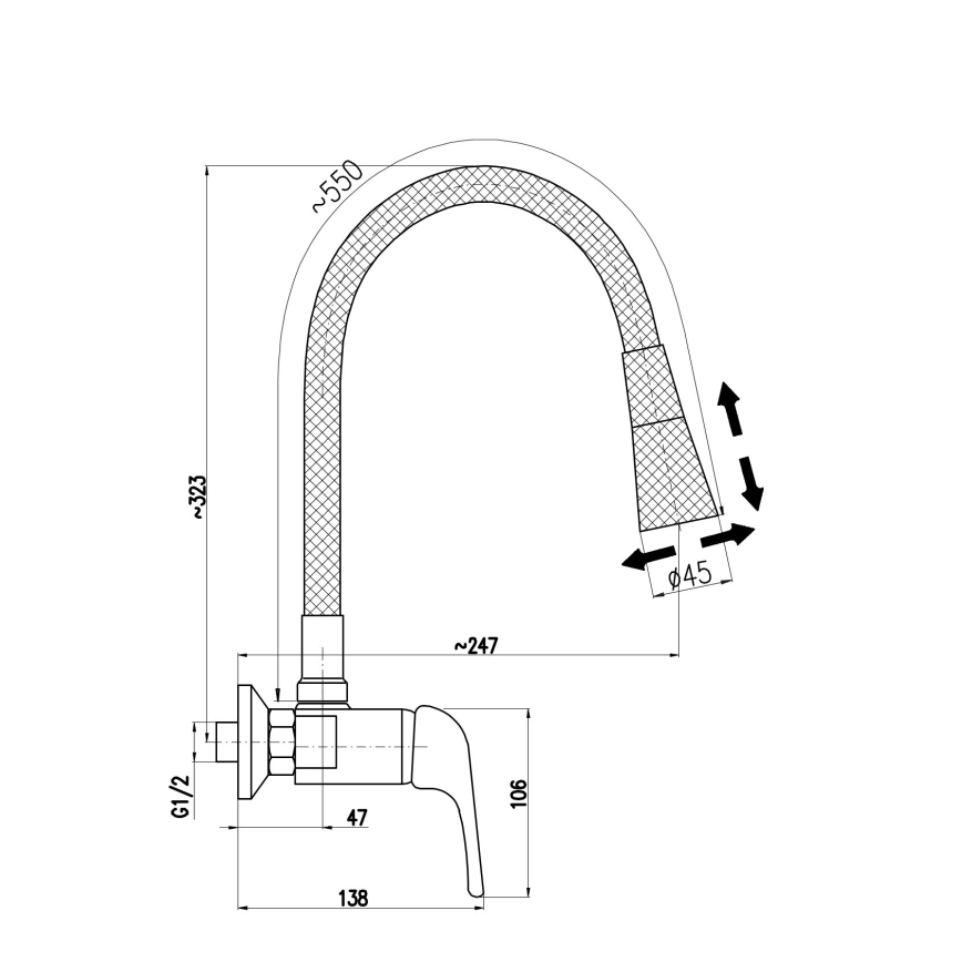 RAV Slezák SA002.5/13S - Mitigeur d'évier SAZAVA 32,3 cm gris/chrome brillant