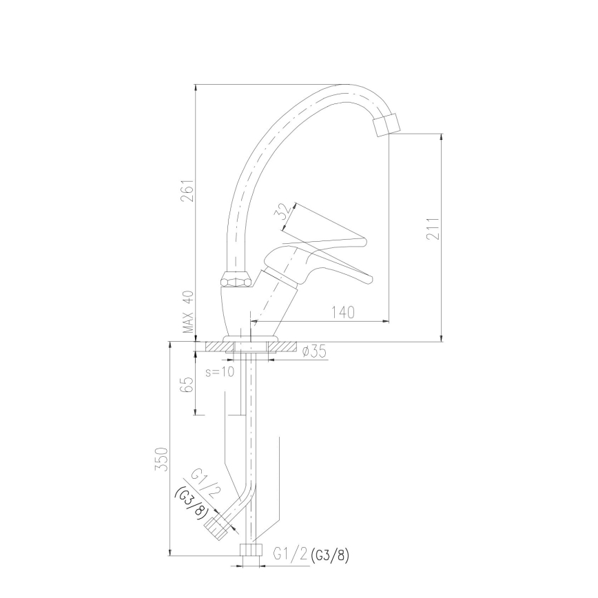 RAV Slezák SA006.0/1 - Miscelatore per lavello SAZAVA 26,1 cm, cromo lucido