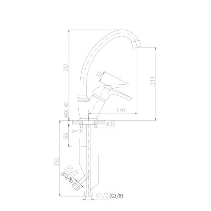 RAV Slezák SA006.0/1 - Mitigeur d'évier SAZAVA 26,1 cm, chrome brillant