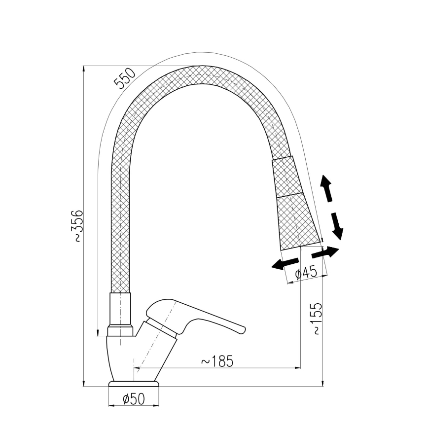 RAV Slezák SA006.0/13CB - Miscelatore per lavello con collo flessibile SAZAVA 35,6 cm bianco/cromo lucido