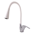 RAV Slezák SA006.0/13CB - Spültischarmatur mit flexiblem Auslauf SAZAVA 35,6 cm weiß/Glanzchrom