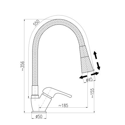 RAV Slezák SA006.0/13S - Miscelatore per lavello con collo flessibile SAZAVA 35,6 cm grigio/cromo lucido