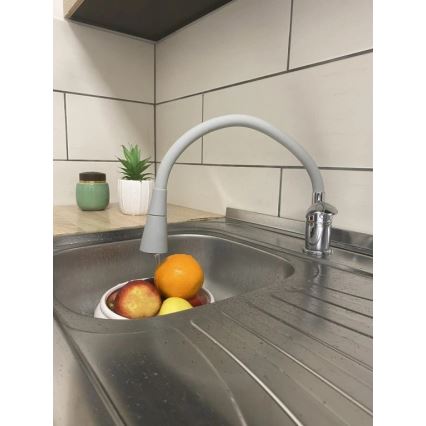 RAV Slezák SA006.0/13S - Spültischarmatur mit flexiblem Auslauf SAZAVA 35,6 cm grau/glänzender Chrom