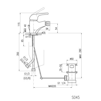 RAV Slezák SA045.0 - Miscelatore per bidet + scarico SAZAVA 11,5 cm cromo lucido