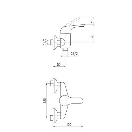 RAV Slezák SA080.5 - Mitigeur de douche SAZAVA chrome brillant