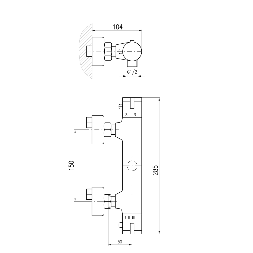 RAV Slezák TRM80.5CMAT - Mitigeur thermostatique de douche TERMO noir mat
