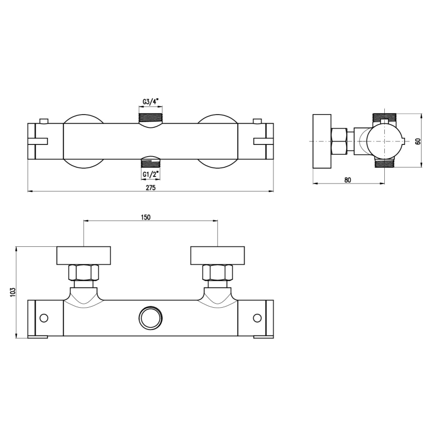 RAV Slezák TRM82.5 - Thermostat-Duscharmatur TERMO, glänzender Chrom