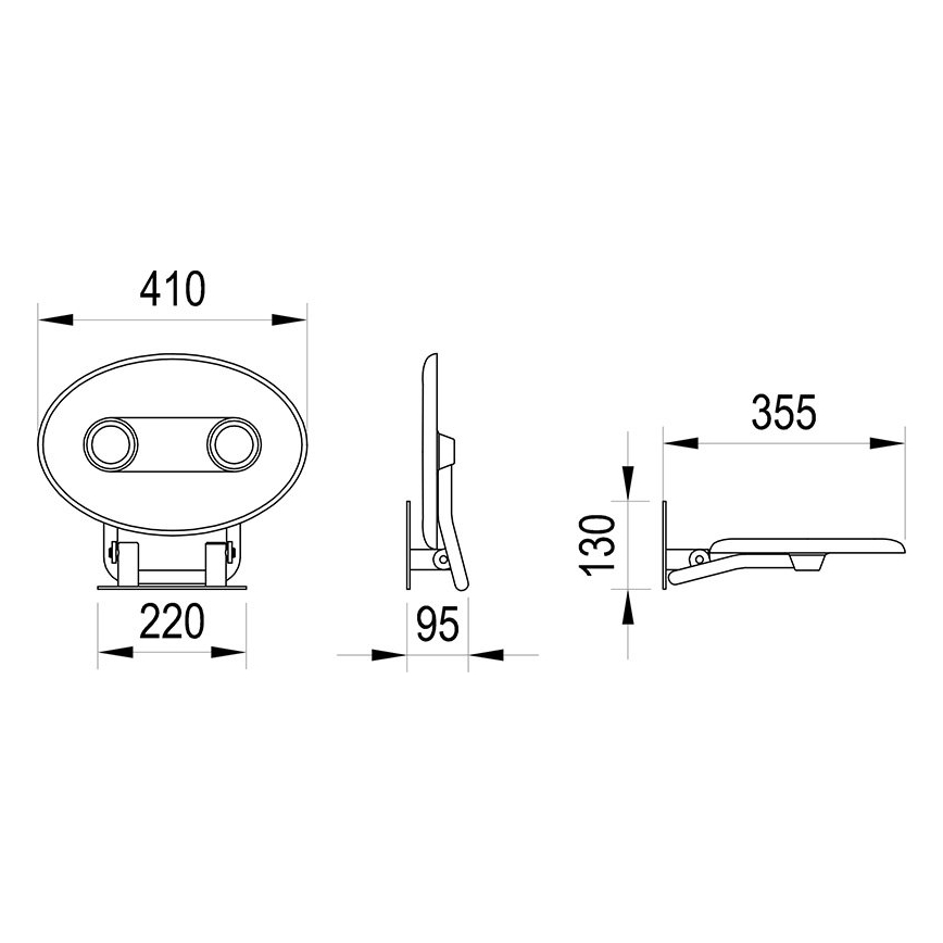 Ravak B8F0000049 - Sedile doccia ribaltabile OVO in acciaio inox