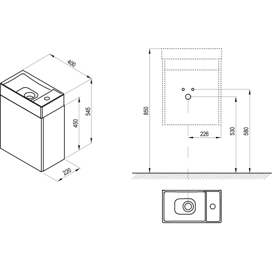 Ravak X000001386 - Mobile sottolavabo VEDA 54,5 x 40 cm bianco