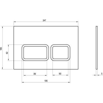 Ravak X01739 - Pulsante di scarico TWIN 24,7x16,5 cm bianco