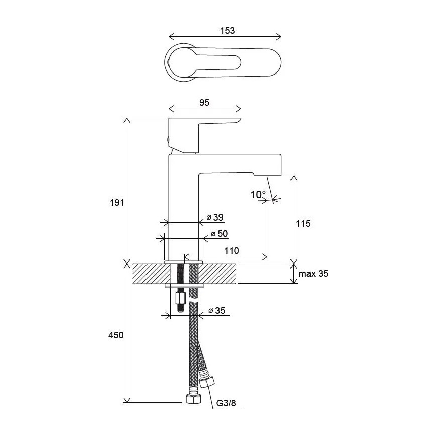 Ravak X070113 - Mitigeur pour lavabo PURI 19,1 cm, chrome brillant