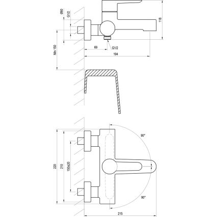 Ravak X070115 - Mitigeur de baignoire PURI chromé brillant