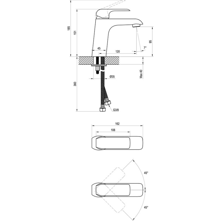Ravak X070118 - Miscelatore per lavabo FLAT 15,1 cm cromo lucido