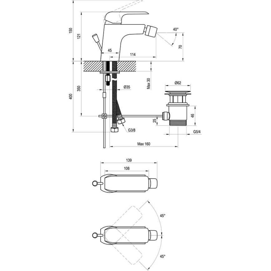 Ravak X070122 - Miscelatore per bidet FLAT cromo lucido