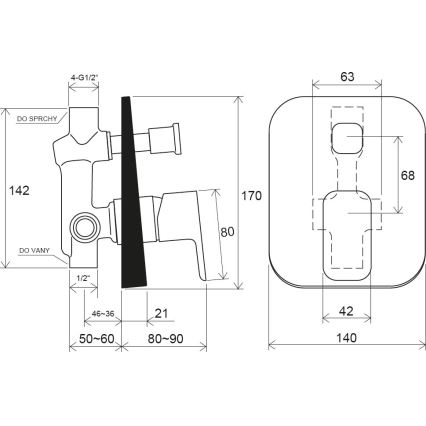 Ravak X070134 - Mitigeur de douche encastré FREE, finition chrome brillant