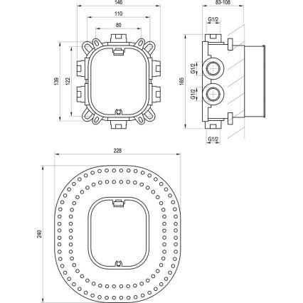 Ravak X070139 - Corpo base per miscelatori da incasso R-BOX VARI 13,9x14,6 cm