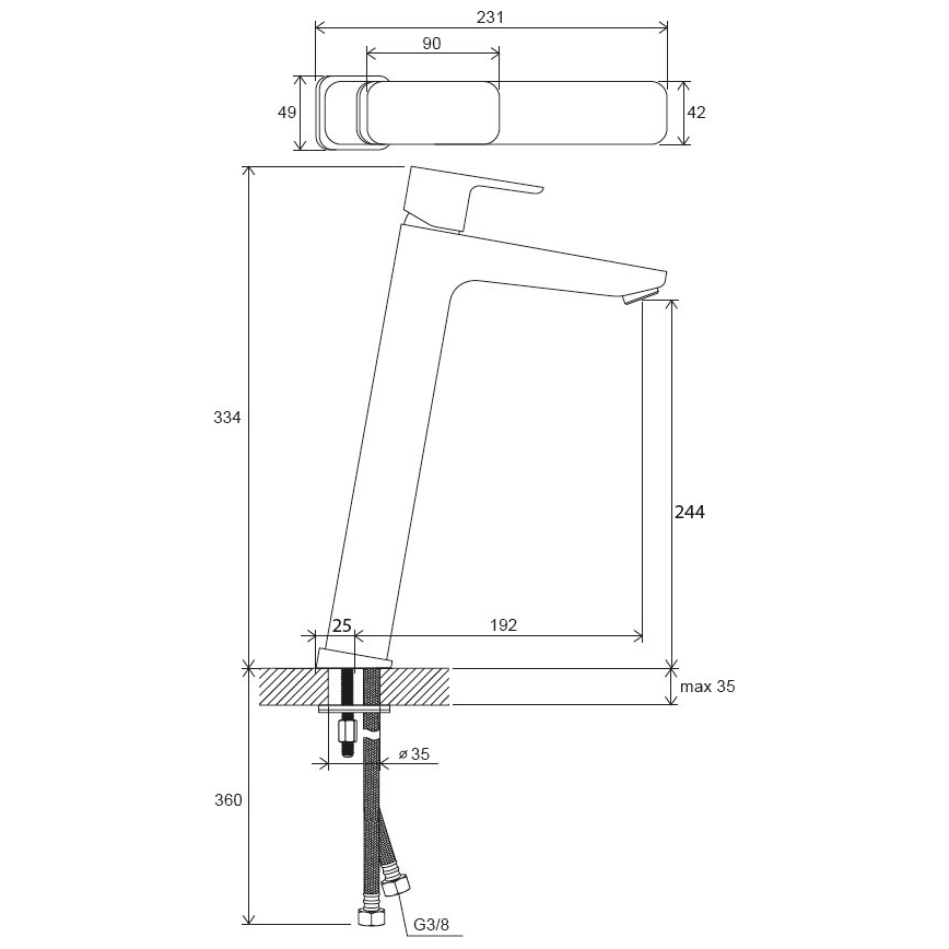 Ravak X070151 - Waschtischarmatur FREE 33,4 cm schwarz