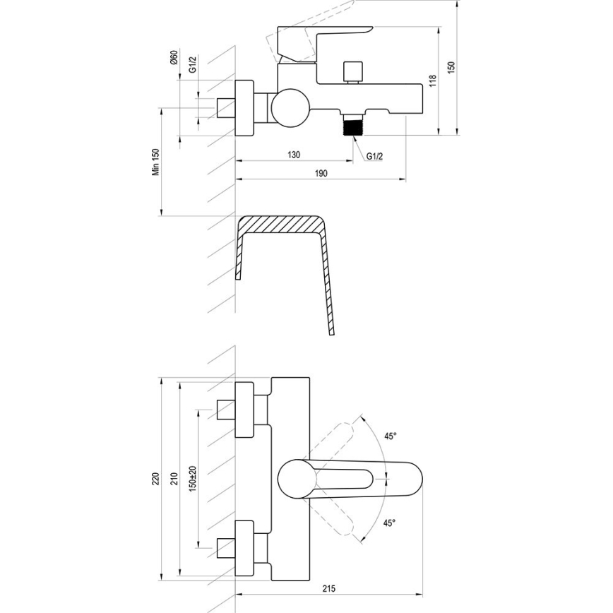 Ravak X070169 - Badewannenarmatur PURI, Hochglanz-Chrom