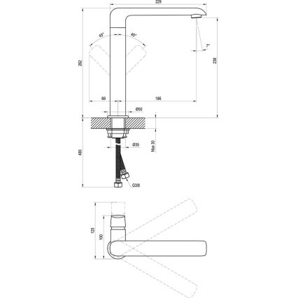 Ravak X070174 - Waschbecken-/Spülenarmatur FLAT 26,2 cm matt schwarz