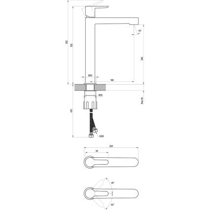 Ravak X070182 - Waschtischarmatur PURI 32,2 cm schwarz