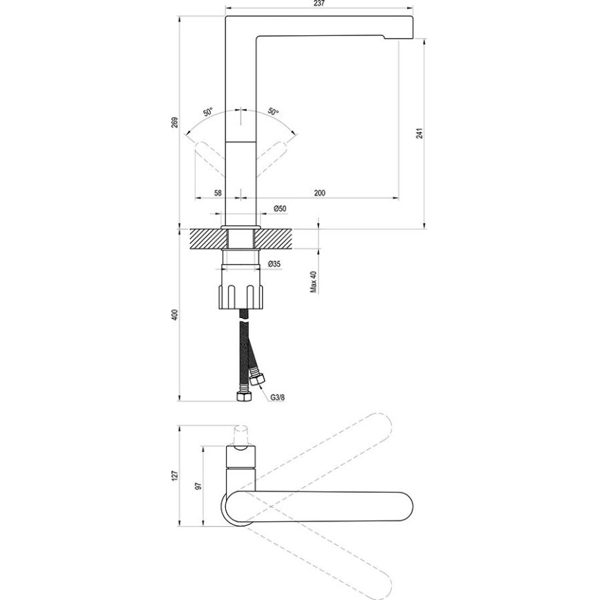 Ravak X070183 - Mitigeur de lavabo PURI 26,9 cm noir