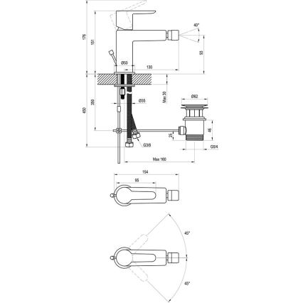 Ravak X070189 - Bidet-Armatur + Ablaufgarnitur PURI schwarz