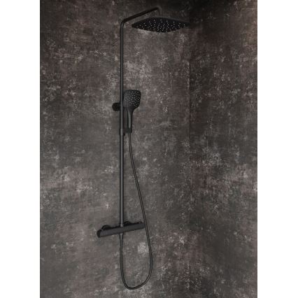 Ravak X070443 - Set doccia con miscelatore termostatico FLAT nero opaco