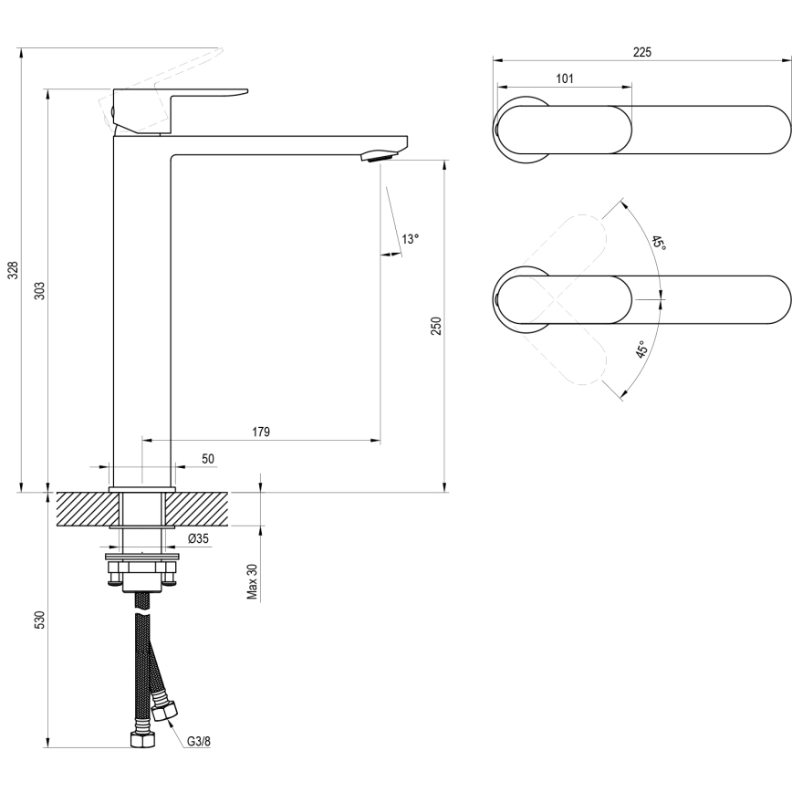 Ravak X070447 - Waschtischarmatur CHROME 30,3 cm glänzender Chrom