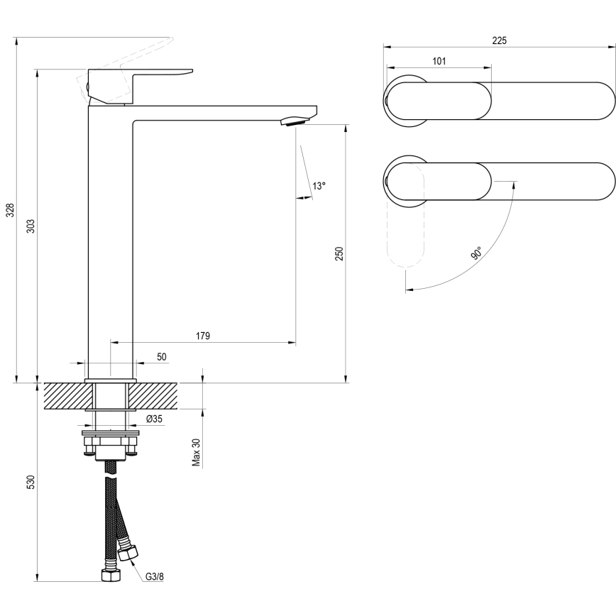 Ravak X070449 - Waschtischarmatur CHROME 30 cm, Hochglanzchrom