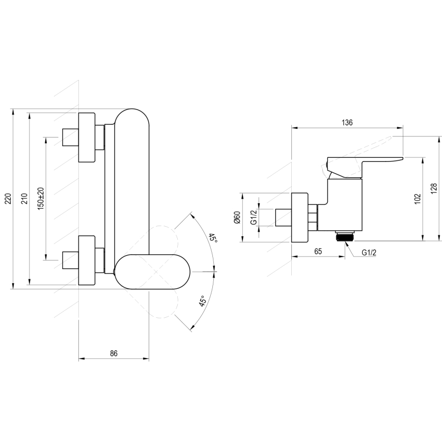 Ravak X070452 - Miscelatore per doccia CHROME in cromo lucido