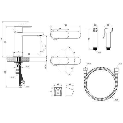 Ravak X070462 - Miscelatore per lavabo con doccetta bidet CHROME nero