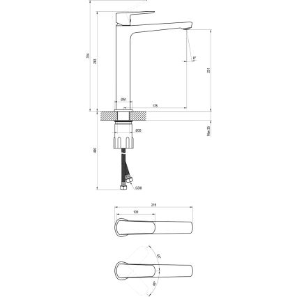 Ravak X070478 - Miscelatore per lavabo LIFE 28 cm nero