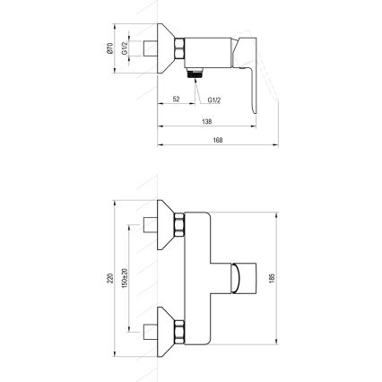 Ravak X070486 - Mitigeur de douche SOLAR, chrome brillant