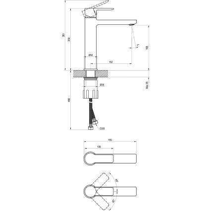 Ravak X070489 - Waschtischarmatur SOLAR 23 cm schwarz