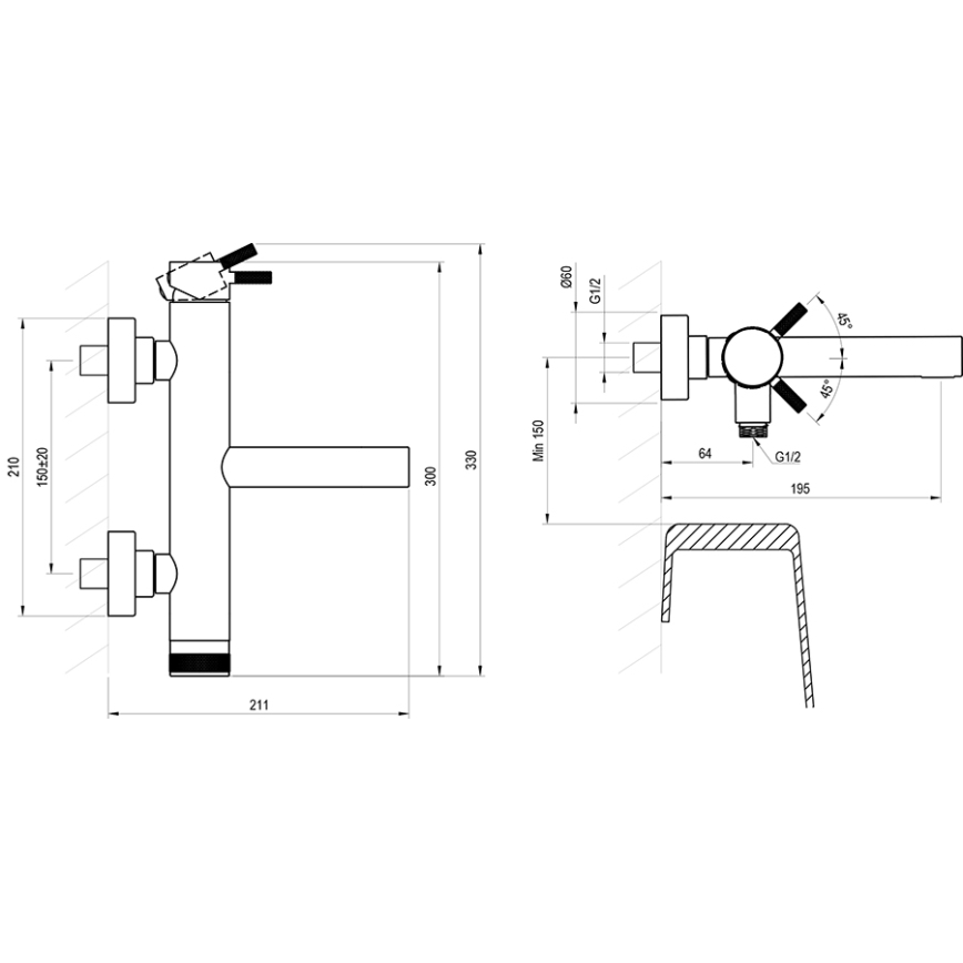 Ravak X070646 - Miscelatore per vasca NOX in acciaio inox spazzolato