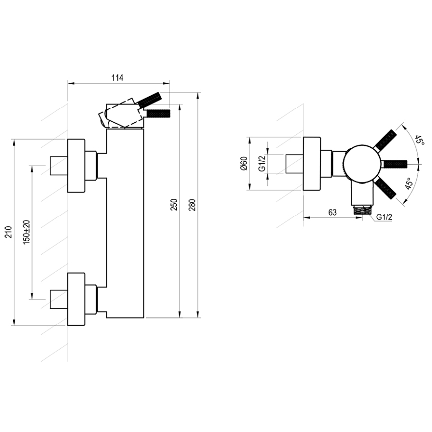 Ravak X070651 - miscelatore per doccia NOX nero opaco