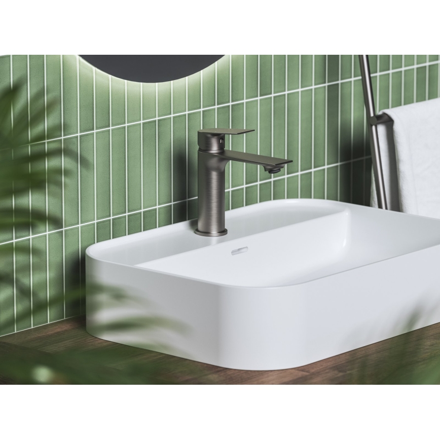 Ravak X070652 - Miscelatore per lavabo PLAN 16,8 cm, grafite spazzolato