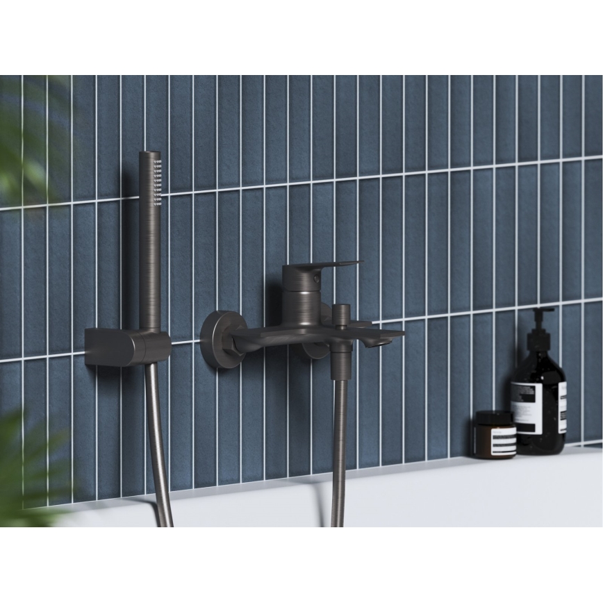 Ravak X070654 - Wannenarmatur PLAN, gebürstetes Graphit