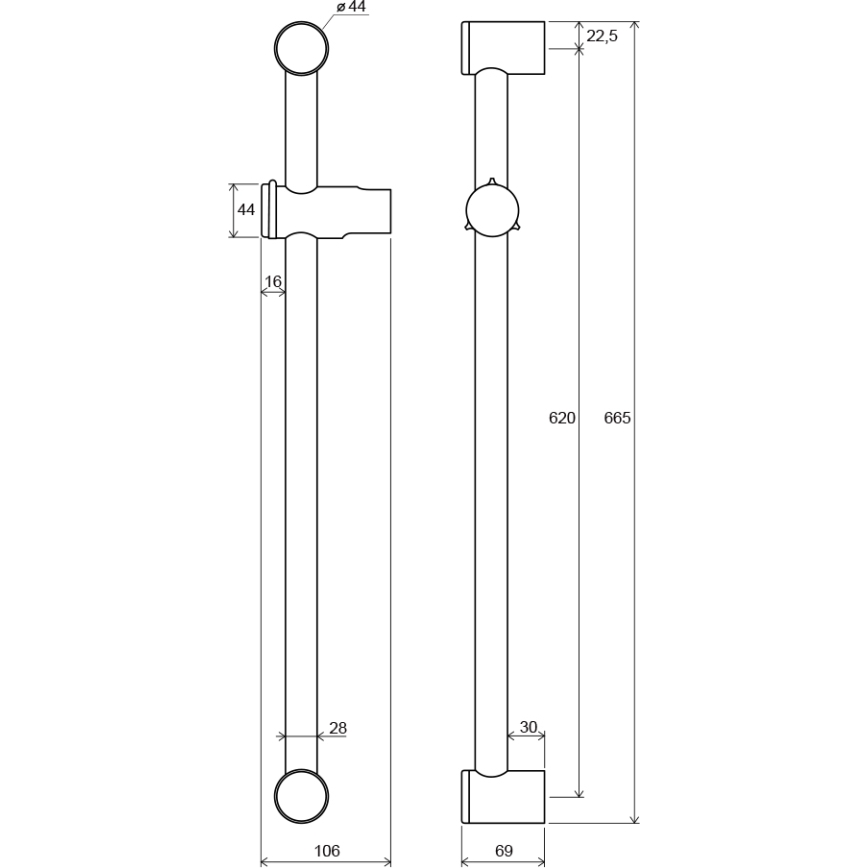 Ravak X07P012 - Asta doccia 66,5 cm cromo lucido